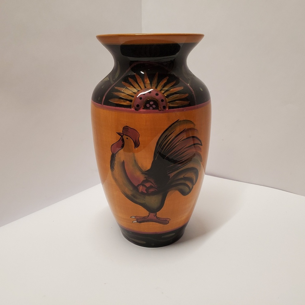 Earthenware Lang susan winget proud rooster vase